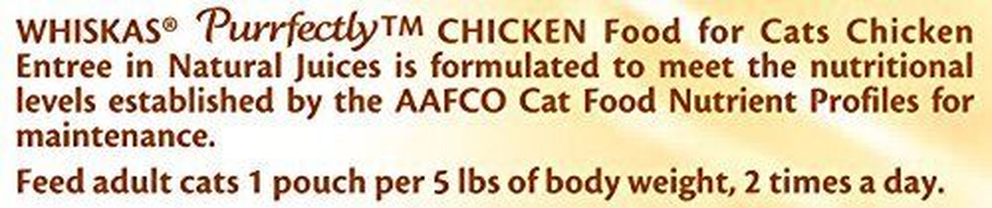 Pack of 24 WHISKAS PURRFECTLY Chicken Wet Cat Food Chicken Entree Flavor 3 Oz