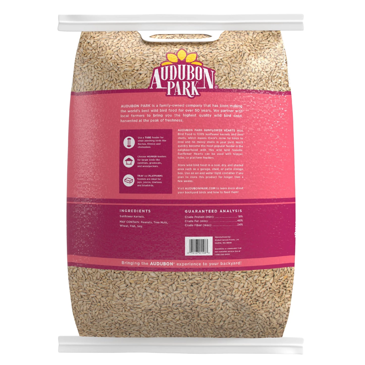 (2 Pack) Sunflower Hearts Dry Wild Bird Food, 15 Lb Bag