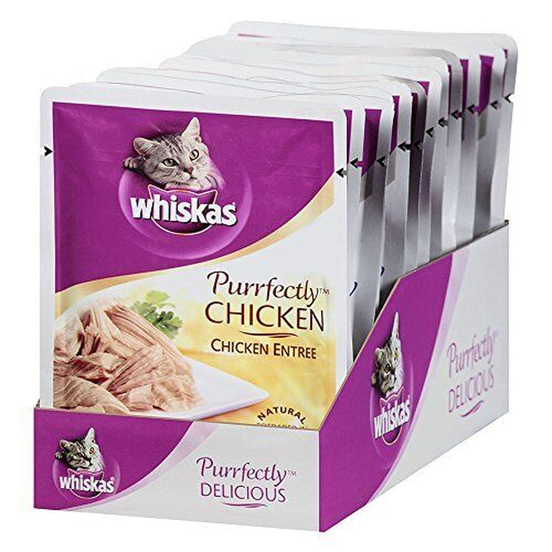 Pack of 24 WHISKAS PURRFECTLY Chicken Wet Cat Food Chicken Entree Flavor 3 Oz