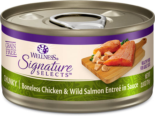 CORE Signature Selects Chunky Adult Wet Cat Food, Natural, Protein-Rich, Grain Free, 2.8 Ounce, 12 Pack (Chicken & Salmon)